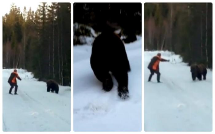 Охотник показал как можно спастись от медведя!  
